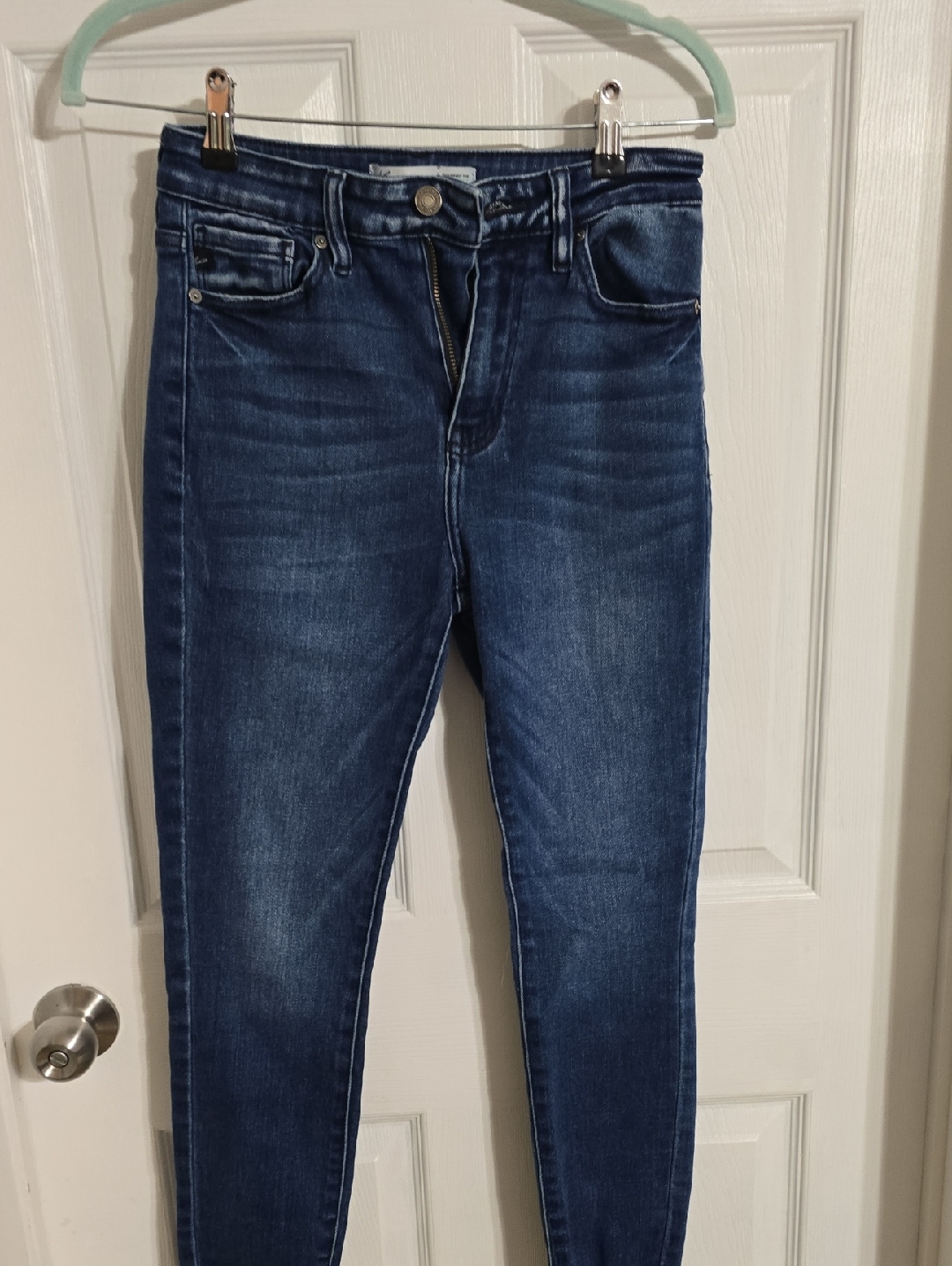 Kancan Dark Blue Skinny Jeans With Faded Detail